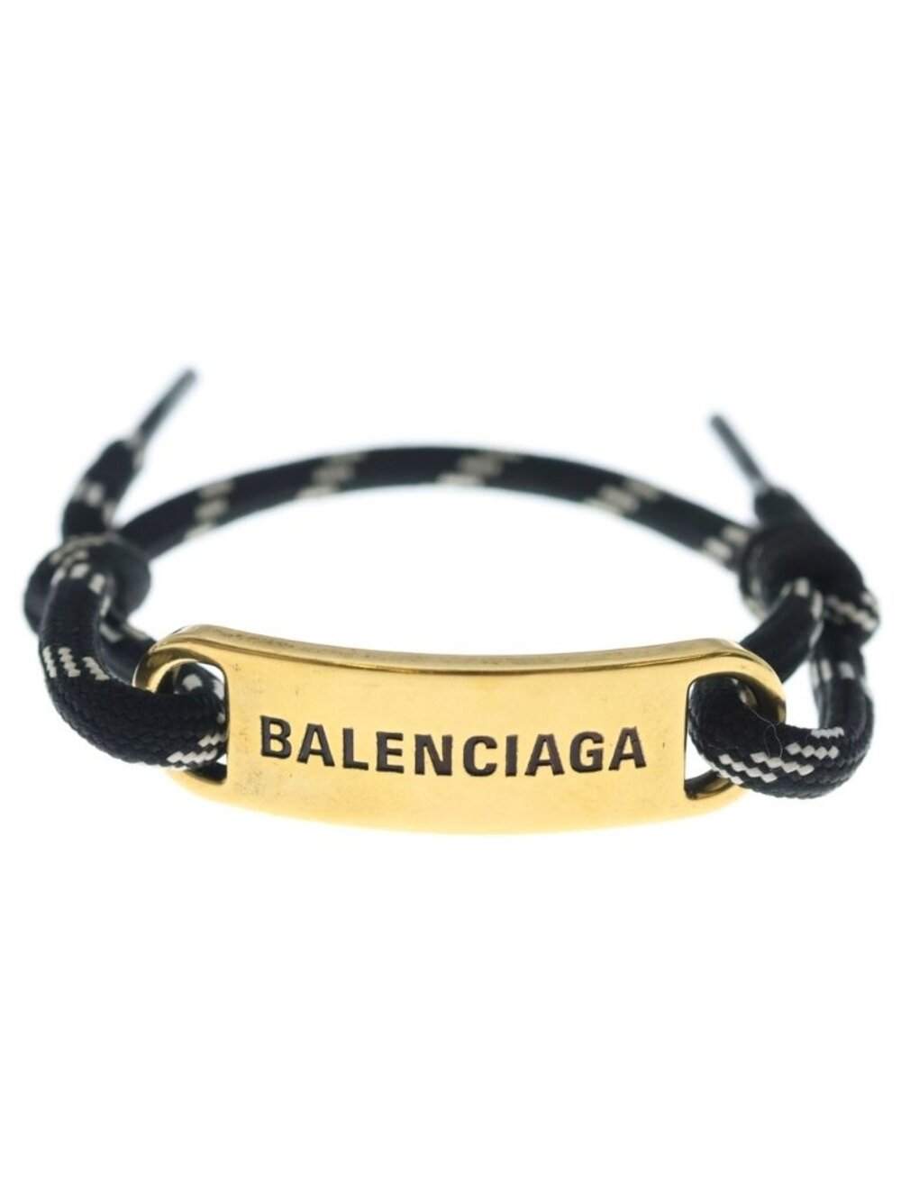 Balenciaga Logo Plate Bracelet Black Gold